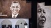 Former U.S. President Barack Obama, right, speaks during the 2018 Nelson Mandela Annual Lecture at the Wanderers cricket stadium in Johannesburg, July 17, 2018.