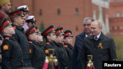 Президент Росії Володимир Путін на святкуваннях 9 травня у Москві 2021 р.