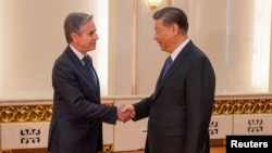 2024年4月26日，美国国务卿安东尼·布林肯在中国北京人民大会堂会见中国国家主席习近平。