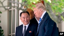 美国总统川普在白宫会晤朝鲜官员金英哲