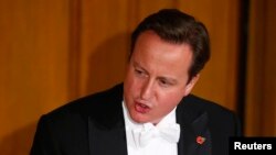 英国首相卡梅伦11月10日在伦敦讲话