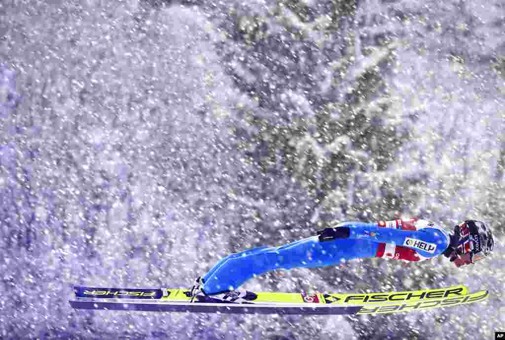 Norway's Robert Johansson competes during the WSC Men's Large Hill Individual HS137 jumping event at the FIS Nordic World Ski Championships in Oberstdorf, Germany.
