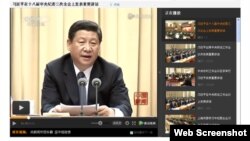2014年1月14日资料照片：习近平在十八届中央纪委三次全会上发表重要讲话 (腾讯网转载的央视网截屏)