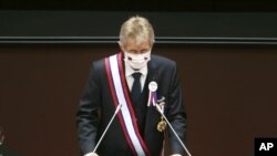 捷克参议院议长维斯特奇尔在台湾立法院发表演说。(9月1日)