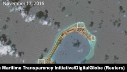 2016年12月13日，亚洲海事透明项目报告说，卫星图像显示，中国在南中国海有争议的人造岛礁上修建防空反导系统。