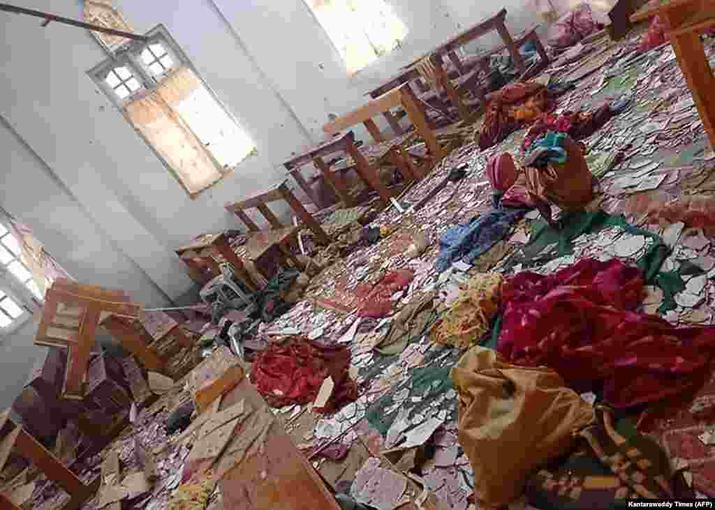 A damaged church in which four people taking refuge were killed in an army shelling in Loikaw in Myanmar's eastern Kayah State as clashes continue in the area between the army and the local rebel fighters.