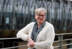 Professor Sharon Peacock poses for a photograph at the Wellcome Sanger Institute that is operated by Genome Research in Cambridge, March 4, 2021.