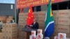 China's Ambassador to South Africa Lin Songtian speaks at an event about the coronavirus outbreak, in a photo taken from video published on his Twitter feed.
